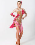3D Roses Fringe Crystalline Latin Dress Latin/Rhythm