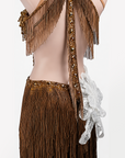 Hand‑Applied Various Rhinestones&3D White Floral Appliqué, Halter Backless Latin/Rhythm