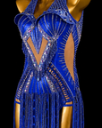 Crystalline shimmering metallic Fringe Latin Dress Latin/Rhythm