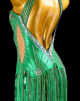 Crystalline shimmering metallic Fringe Latin Dress Latin/Rhythm