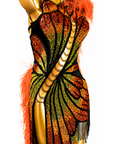 Sparkling Crystal butterfly pattern Latin Dress Latin/Rhythm