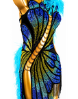 Sparkling Crystal butterfly pattern Latin Dress Latin/Rhythm