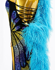 Sparkling Crystal butterfly pattern Latin Dress Latin/Rhythm