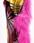 Sparkling Crystal butterfly pattern Latin Dress Latin/Rhythm