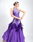 Water Drop Crystal Feather Ballroom  Dress Standard/Smooth