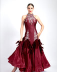 Water Drop Crystal Feather Ballroom  Dress Standard/Smooth