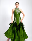 Water Drop Crystal Feather Ballroom  Dress Standard/Smooth