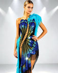 Sparkling Crystal butterfly pattern Latin Dress Latin/Rhythm