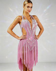 Crystalline Beaded&Fringe Latin Dress Latin/Rhythm