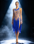 Latein-Kleid mit Kristallfransen & Strasssteinen Latin/Rhythm