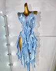 Crystalline Ruffled Lace Smooth Dress Standard/Smooth