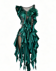 Crystalline Ruffled Lace Smooth Dress Standard/Smooth