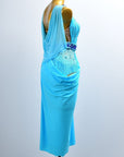 Crystal Belt Beaded asymmetric Long Latin Dress Latin/Rhythm