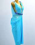 Crystal Belt Beaded asymmetric Long Latin Dress Latin/Rhythm