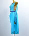 Crystal Belt Beaded asymmetric Long Latin Dress Latin/Rhythm