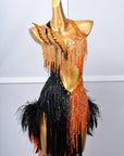 Crystalline Beaded Ostrich Feather Latin Dress Latin/Rhythm