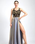 Crystalline Dazzle Satin Chiffon Smooth Dress Standard/Smooth