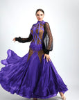 Long Puffy Sleeves Crystalline Ballroom Dress Standard/Smooth