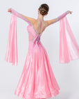 Long - sleeves Crystalline Pearl Ballroom Dress Standard/Smooth