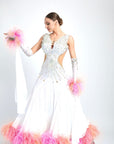 Ostrich Feathers crystallized Ballroom Dress Standard/Smooth
