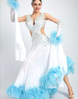 Ostrich Feathers crystallized Ballroom Dress Standard/Smooth
