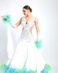 Ostrich Feathers crystallized Ballroom Dress Standard/Smooth