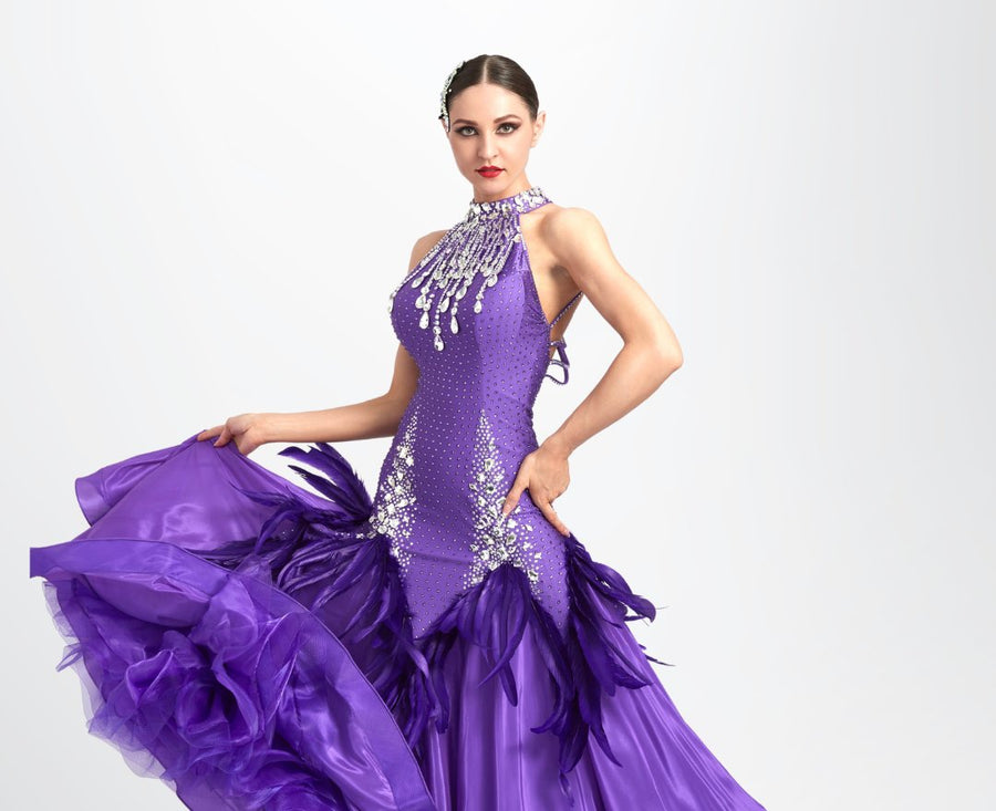 Unika Ballroom Dance wear Purple Dress