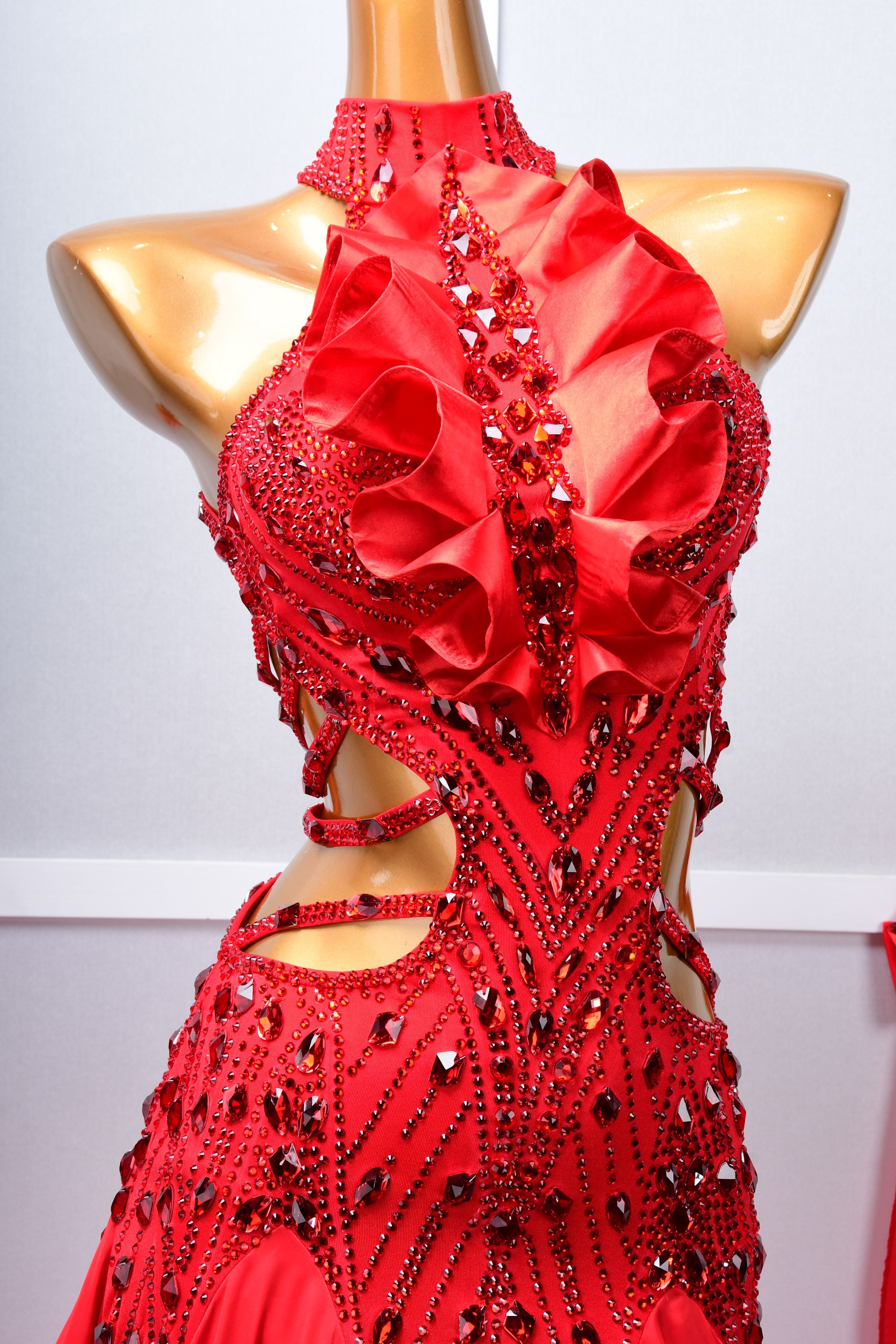 Sleeveless Crystalline Ostrich Feather Ballroom Dress Standard/Smooth 