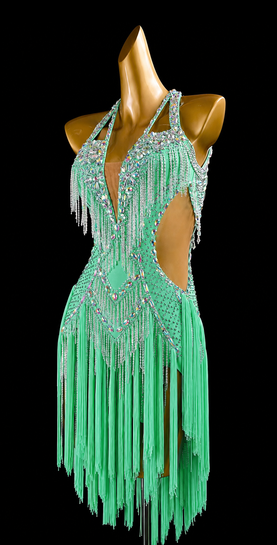Crystalline Beaded&Fringe Latin Dress  Latin/Rhythm 