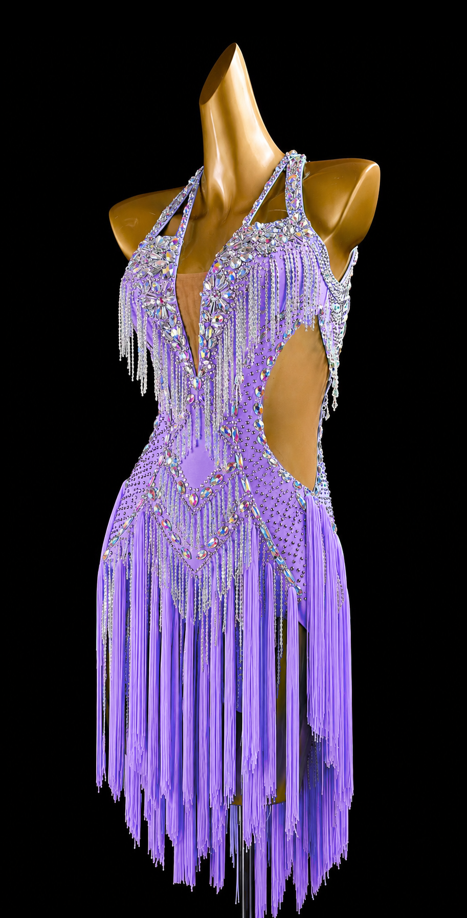 Crystalline Beaded&Fringe Latin Dress  Latin/Rhythm 