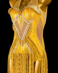 Crystalline shimmering metallic Fringe Latin Dress  Latin/Rhythm 