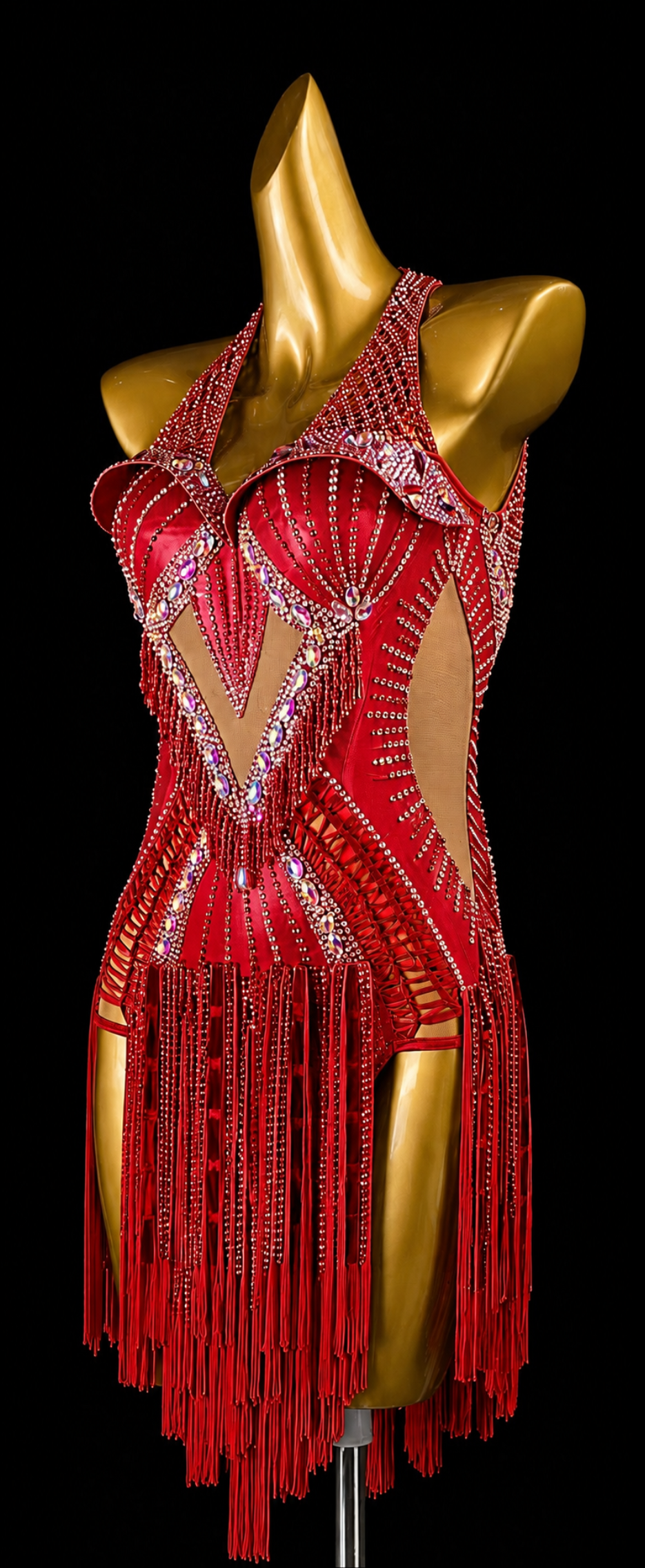 Crystalline shimmering metallic Fringe Latin Dress  Latin/Rhythm 