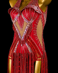 Crystalline shimmering metallic Fringe Latin Dress  Latin/Rhythm 