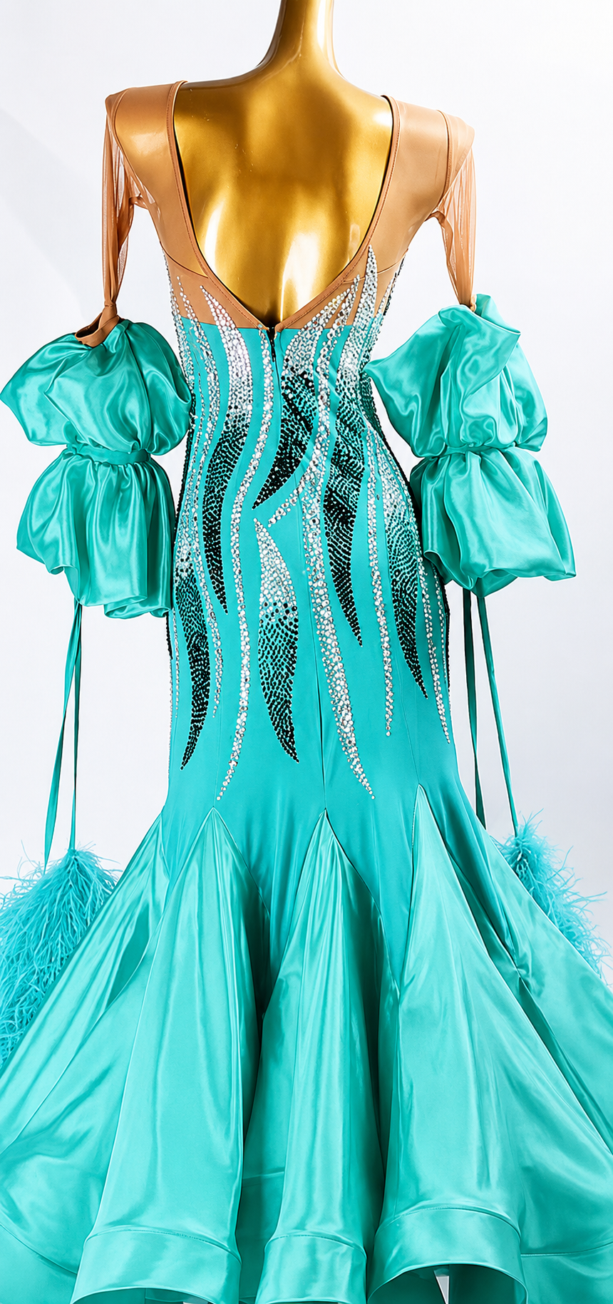 Crystalline Ostrich Feather Ballroom Dress Standard/Smooth 