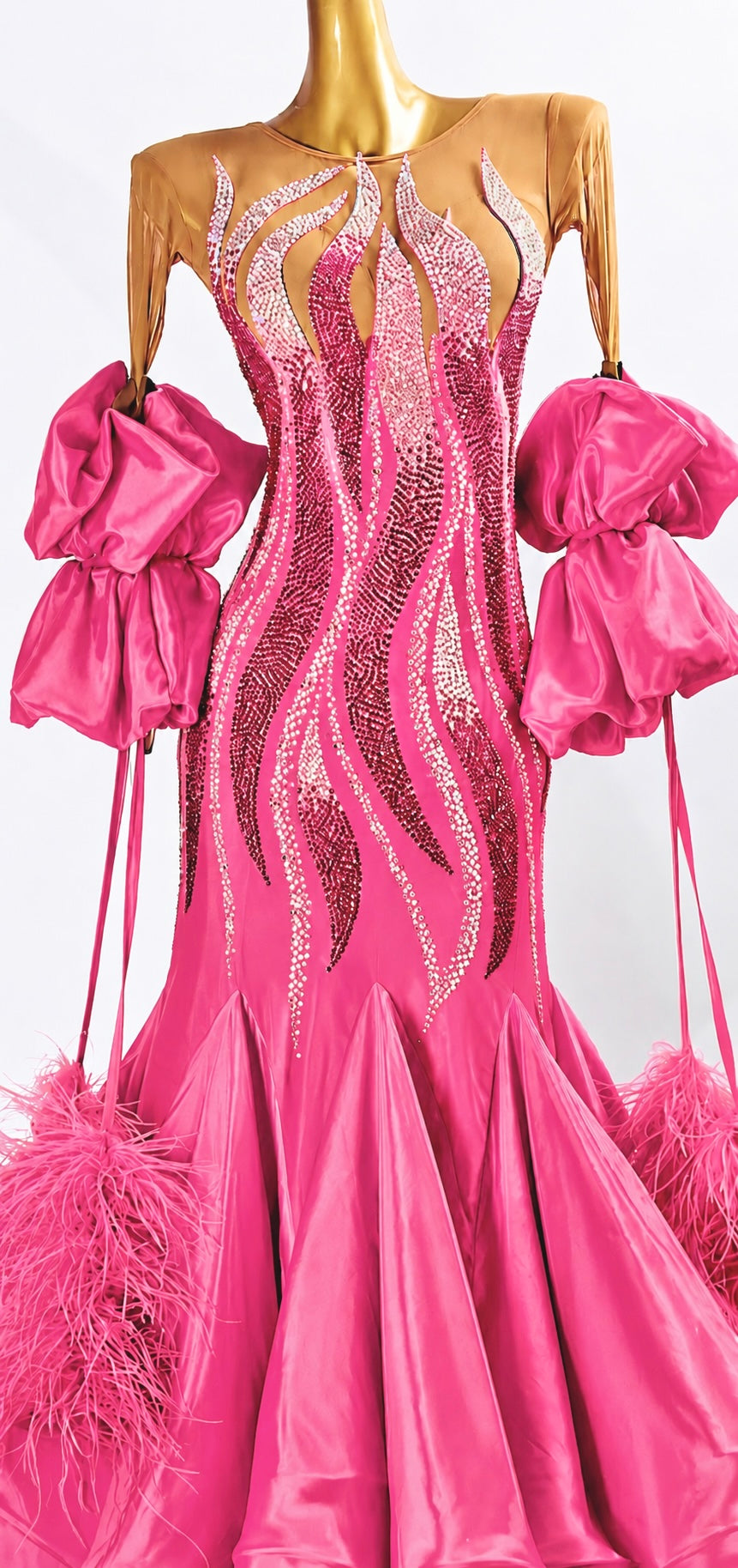 Crystalline Ostrich Feather Ballroom Dress Standard/Smooth 