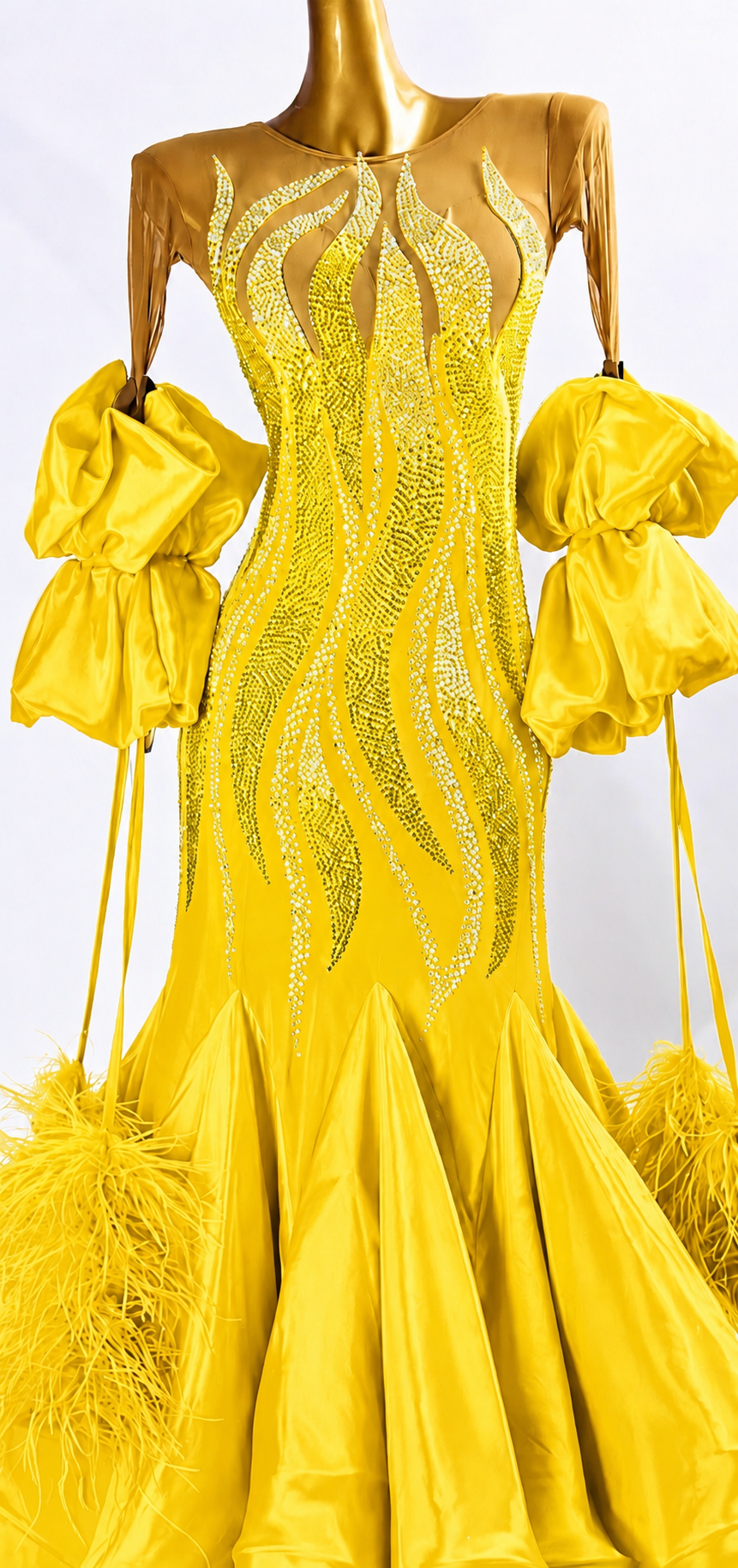 Crystalline Ostrich Feather Ballroom Dress Standard/Smooth 
