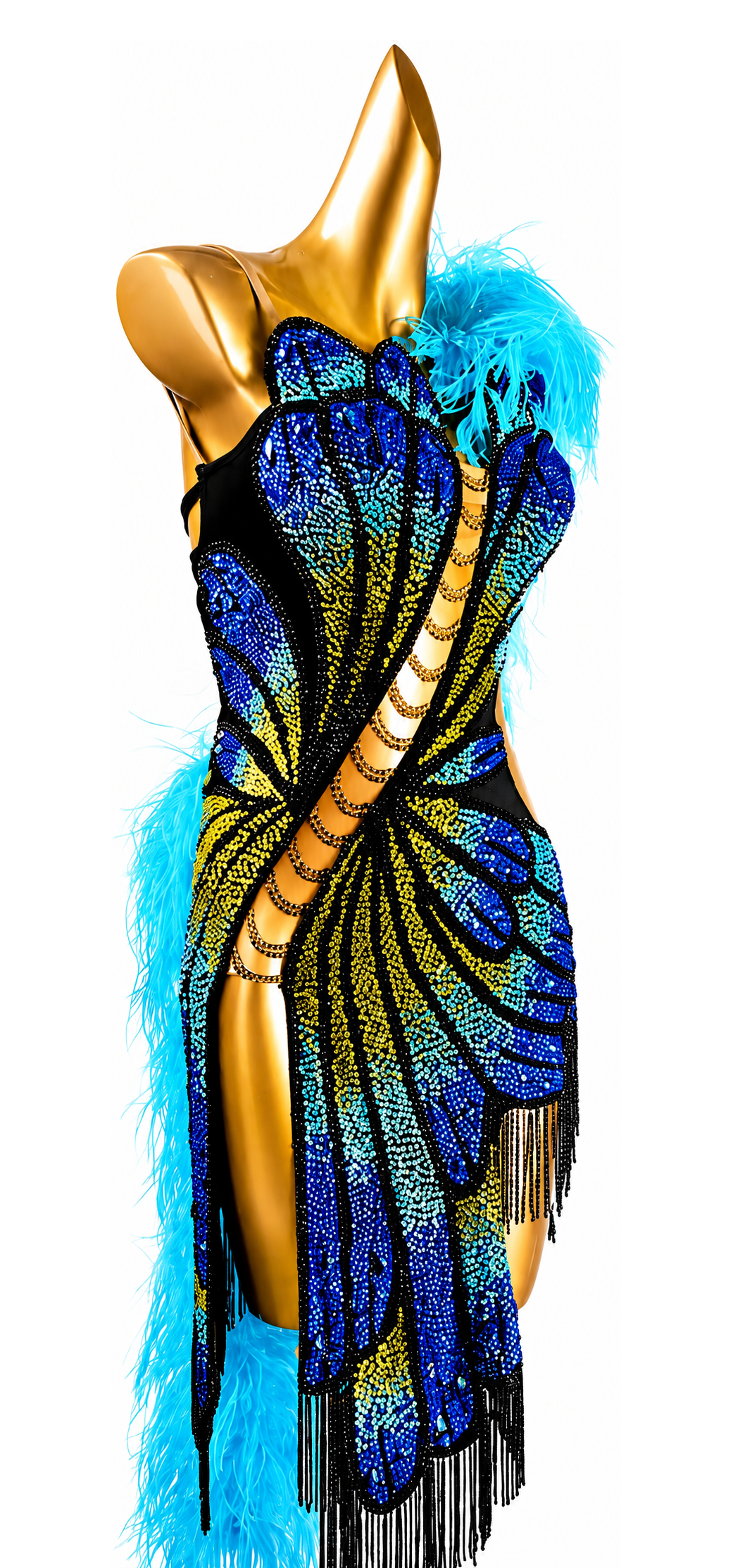Sparkling Crystal butterfly pattern Latin Dress Latin/Rhythm 