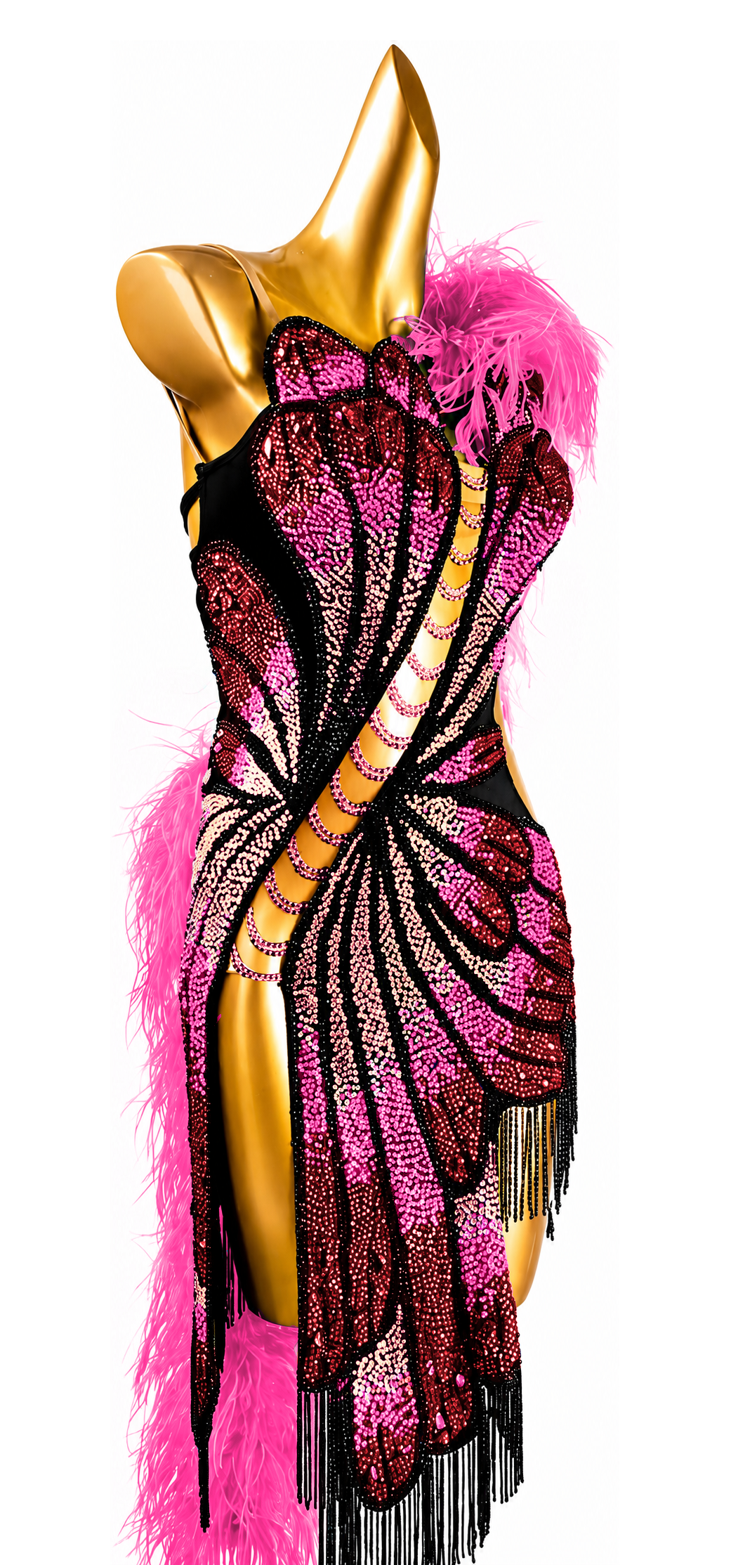 Sparkling Crystal butterfly pattern Latin Dress Latin/Rhythm 