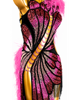 Sparkling Crystal butterfly pattern Latin Dress Latin/Rhythm 