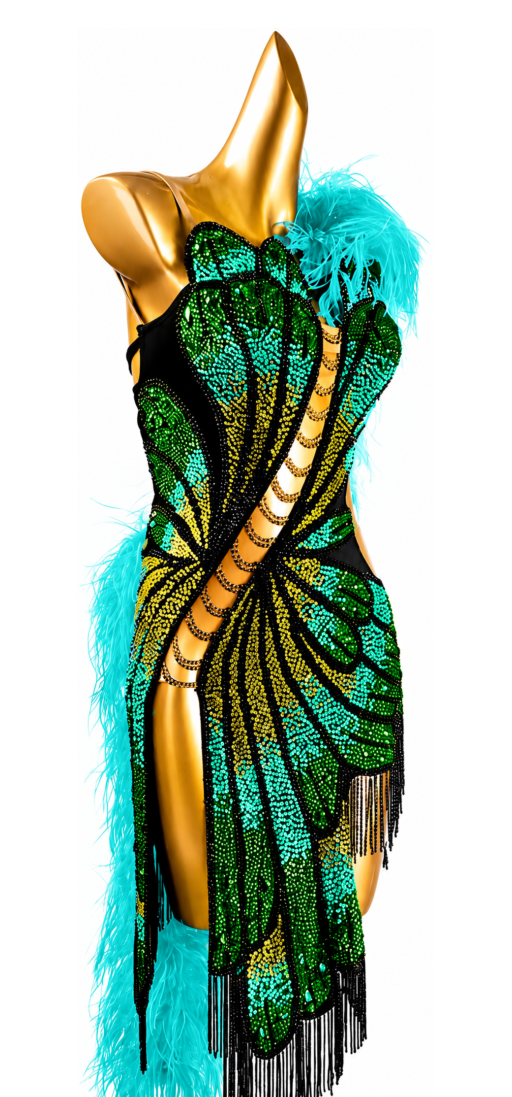 Sparkling Crystal butterfly pattern Latin Dress Latin/Rhythm 