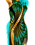 Sparkling Crystal butterfly pattern Latin Dress Latin/Rhythm 