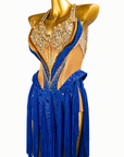 Fully Golden Crystals and Pearls Fringe Dress Latin/Rhythm  
