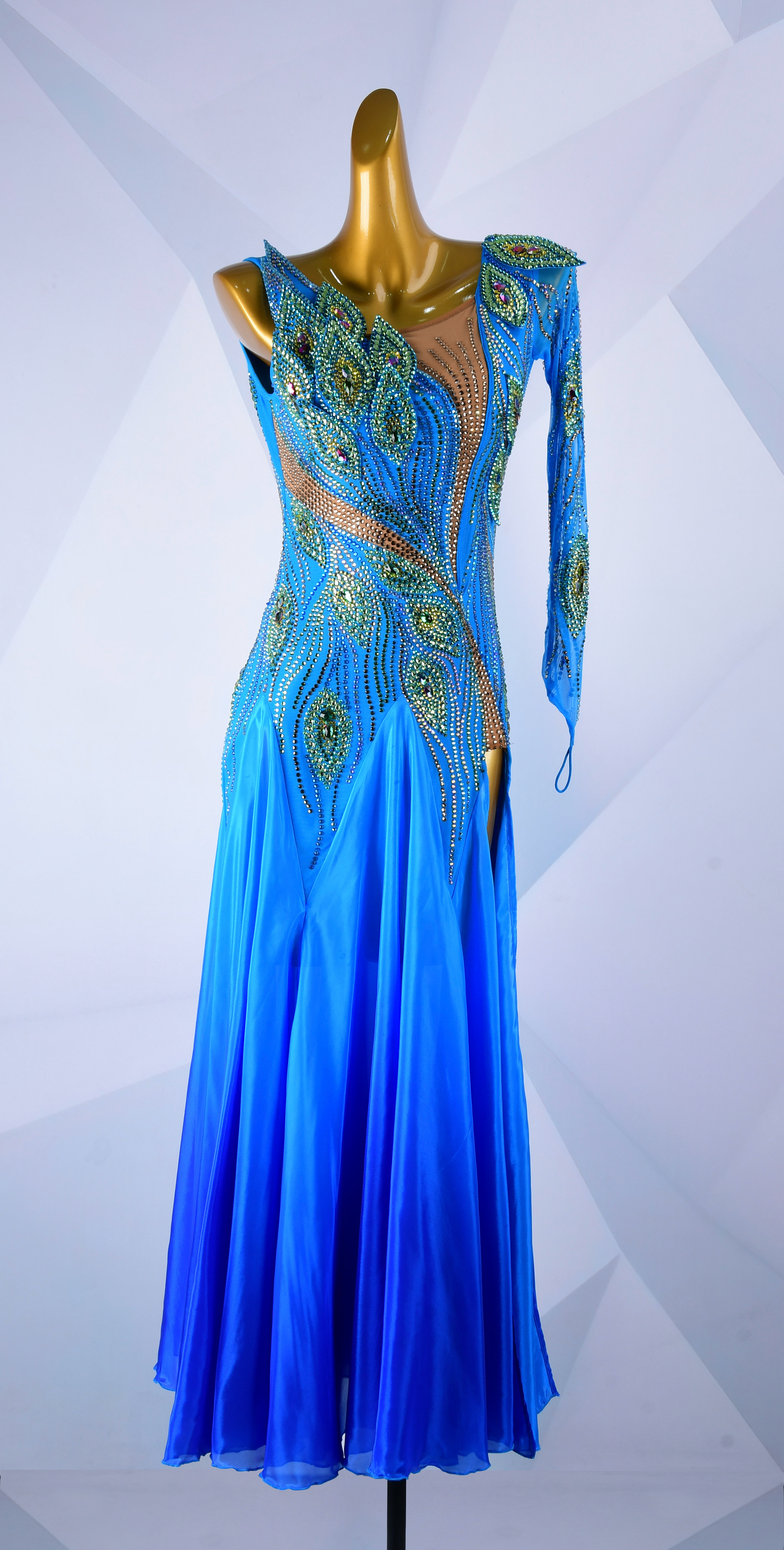 Crystalline Peacock Gradient Chiffon Skirt American Smooth Dress Standard/Smooth 
