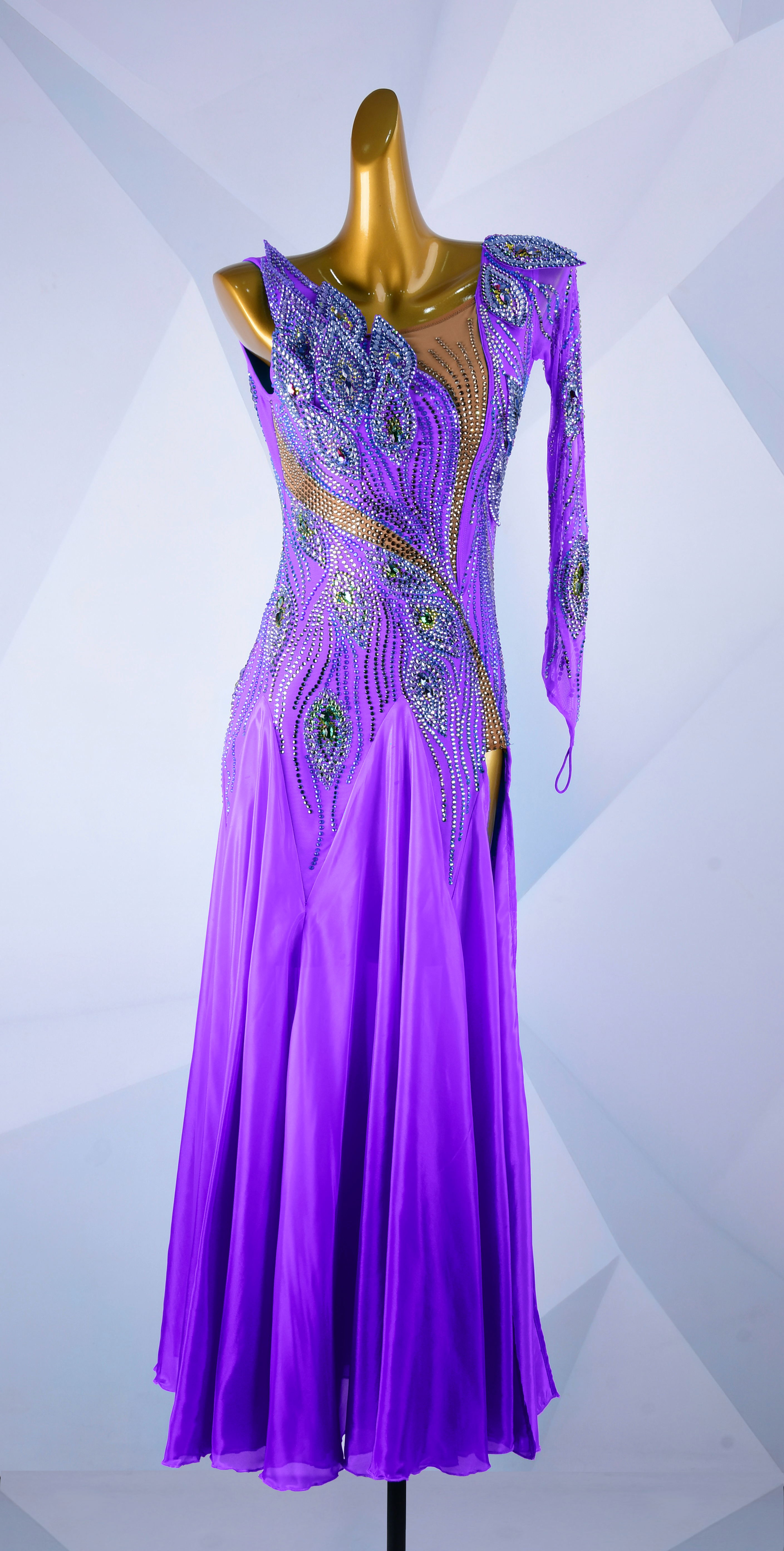 Crystalline Peacock Gradient Chiffon Skirt American Smooth Dress Standard/Smooth 