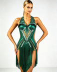 Crystalline shimmering metallic Fringe Latin Dress  Latin/Rhythm 
