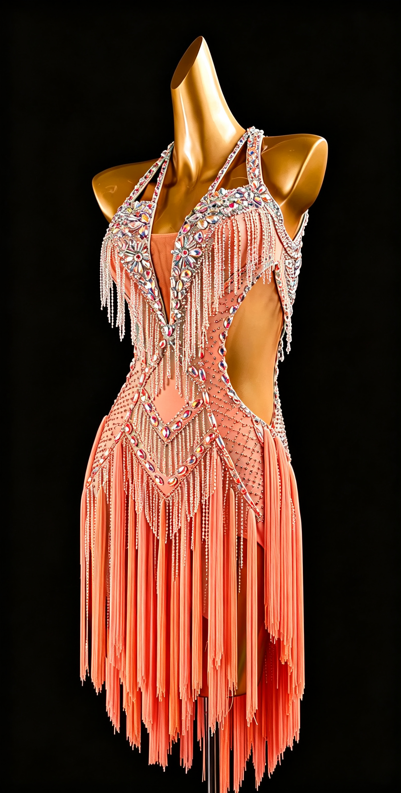 Crystalline Beaded&Fringe Latin Dress  Latin/Rhythm 