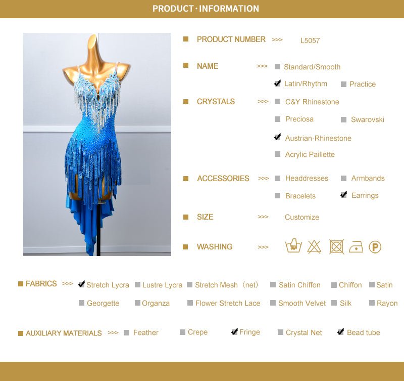 Chrisanne Lustre Lycra Crystalline Beaded Latin Dress Latin/Rhythm 