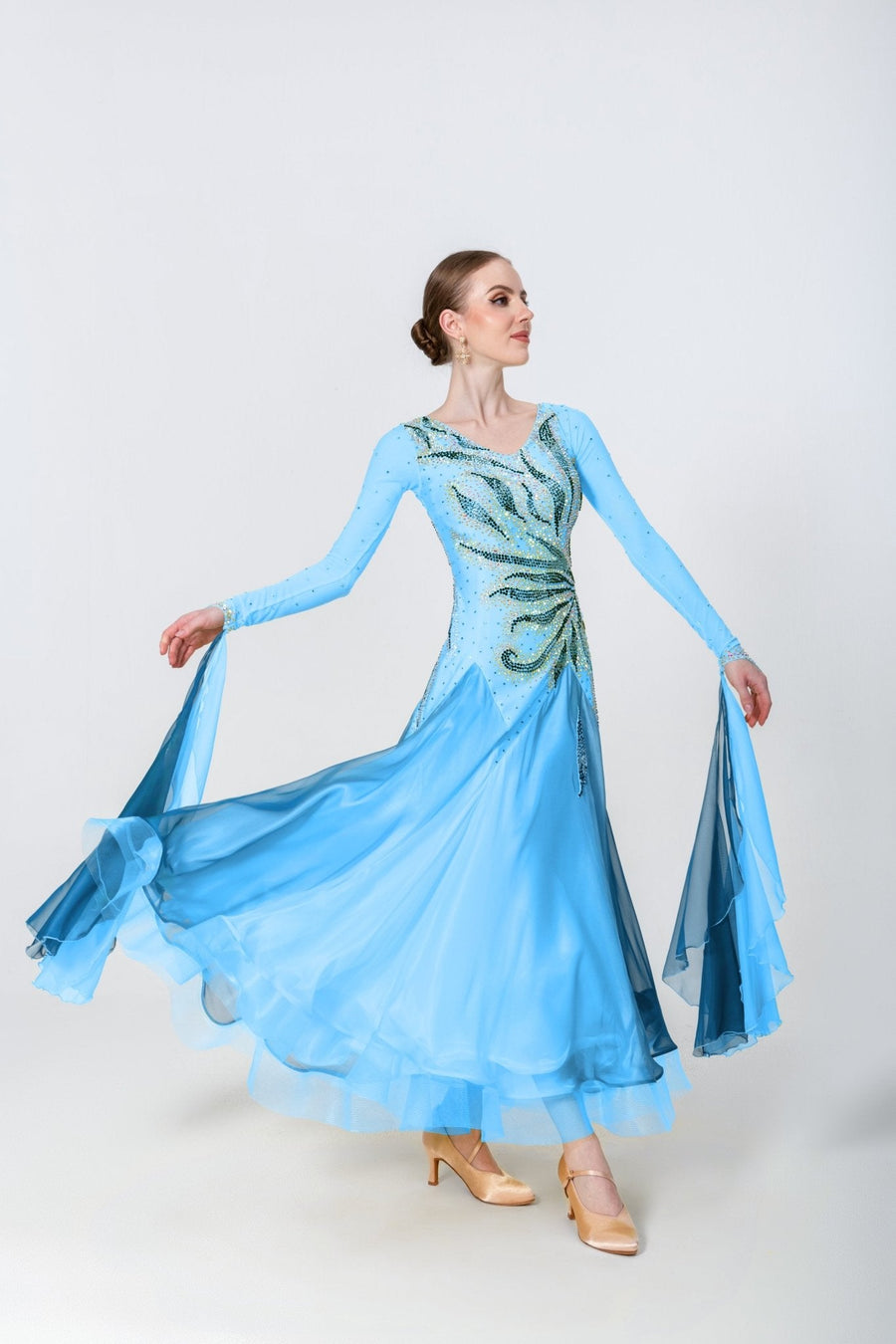 Color Contrast Crystalline Ballroom Dress Standard/Smooth # M4720 Unika Dancewear Color Contrast Crystalline Ballroom Dress Standard/Smooth # M4720 Unika Dancewear