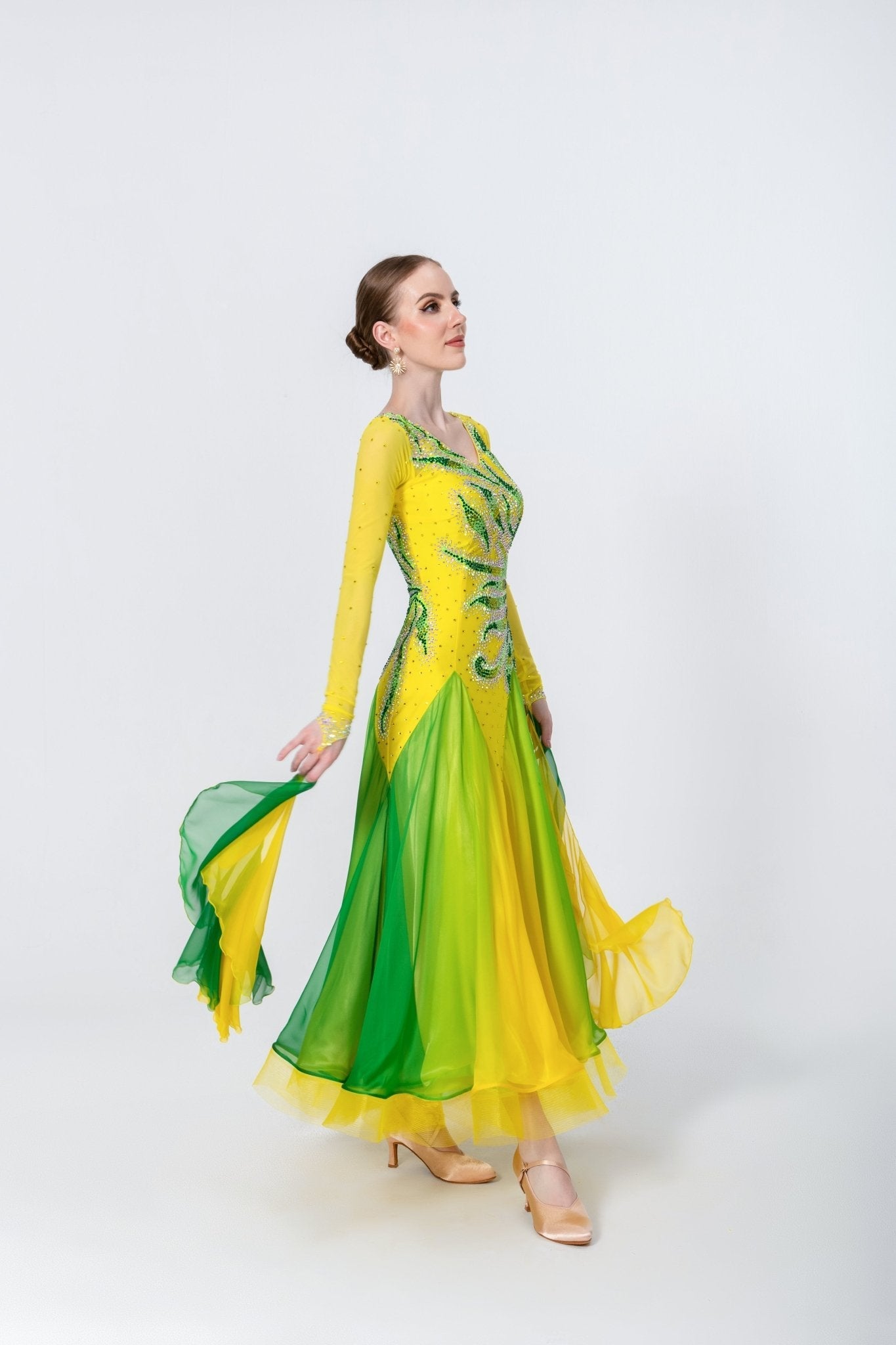 Color Contrast Crystalline Ballroom Dress Standard/Smooth 