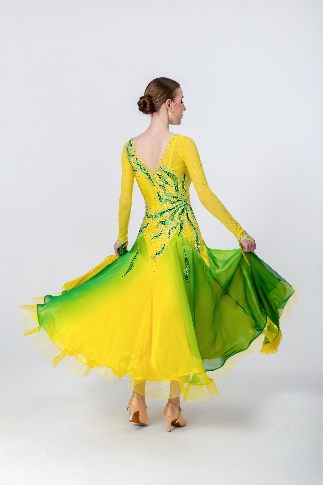 Color Contrast Crystalline Ballroom Dress Standard/Smooth 